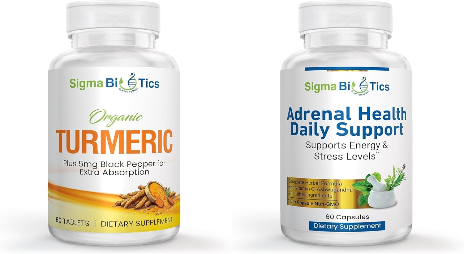 Organic Turmeric Supplement for Joint, Immune, and Adrenal Health - SigmaBiotics