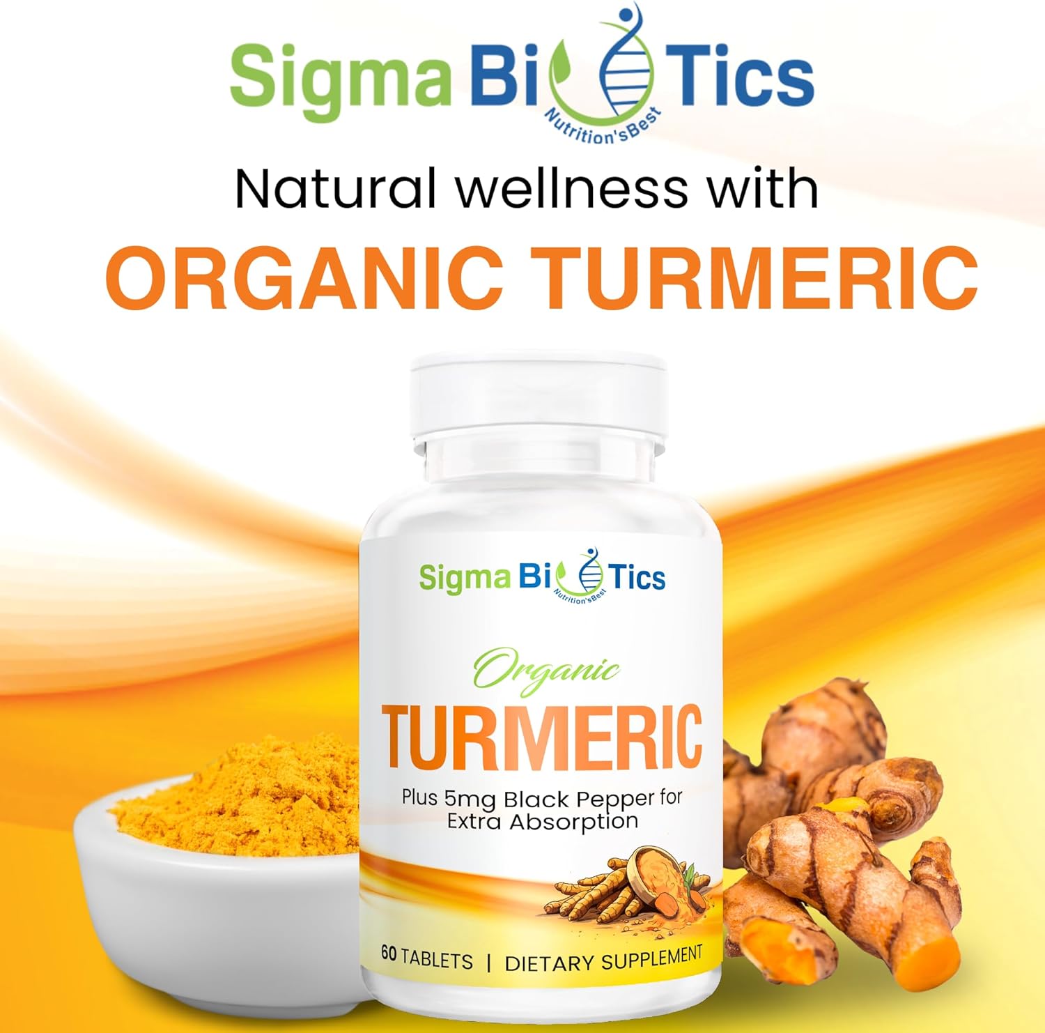 Organic Turmeric Supplement for Joint, Immune, and Adrenal Health - SigmaBiotics