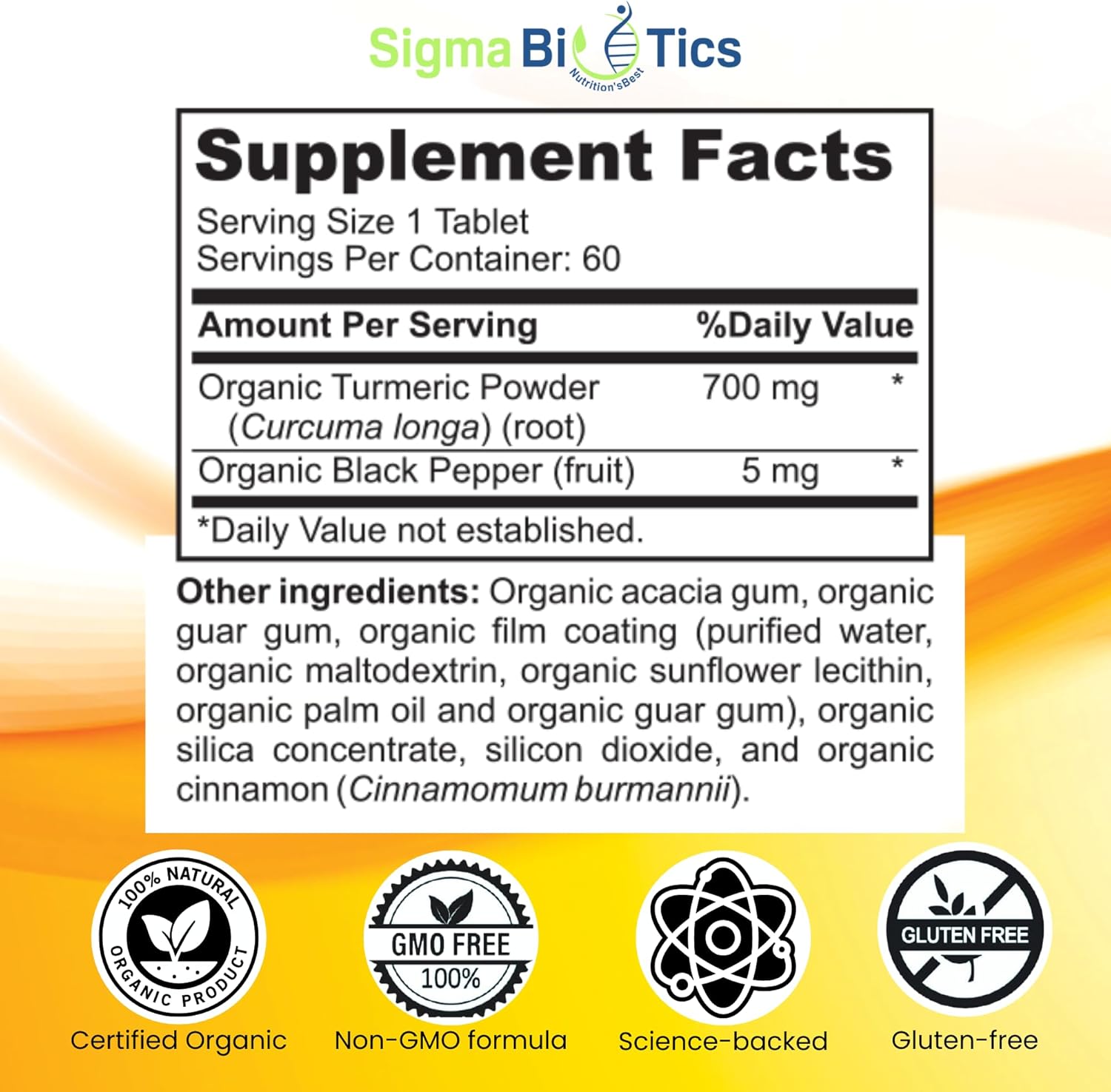 Organic Turmeric Supplement for Joint, Immune, and Adrenal Health - SigmaBiotics