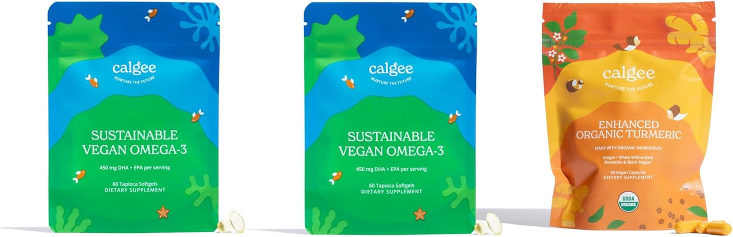Organic Turmeric & Vegan Omega-3 Bundle - 2 Pack, USDA Certified