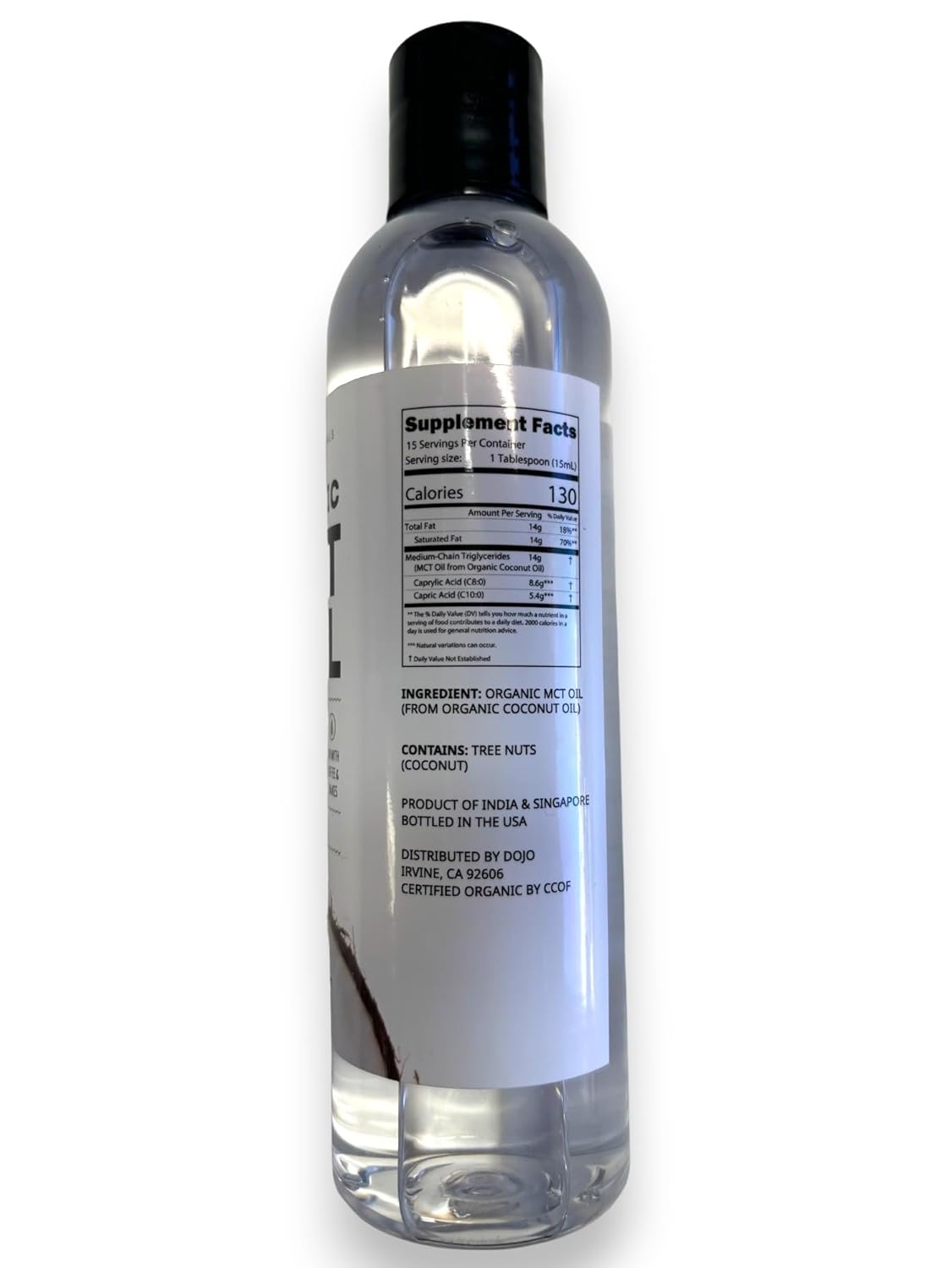 Organic Unflavored Coconut MCT Oil for Coffee by Kate Naturals - 8oz Pure C8 and C10 Oil