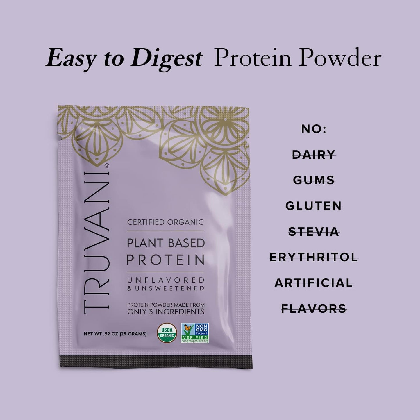 Organic Unflavored Vegan Pea Protein Powder - 20g Plant Based Protein, Keto, Gluten & Dairy Free, Low Carb & Sugar-Free