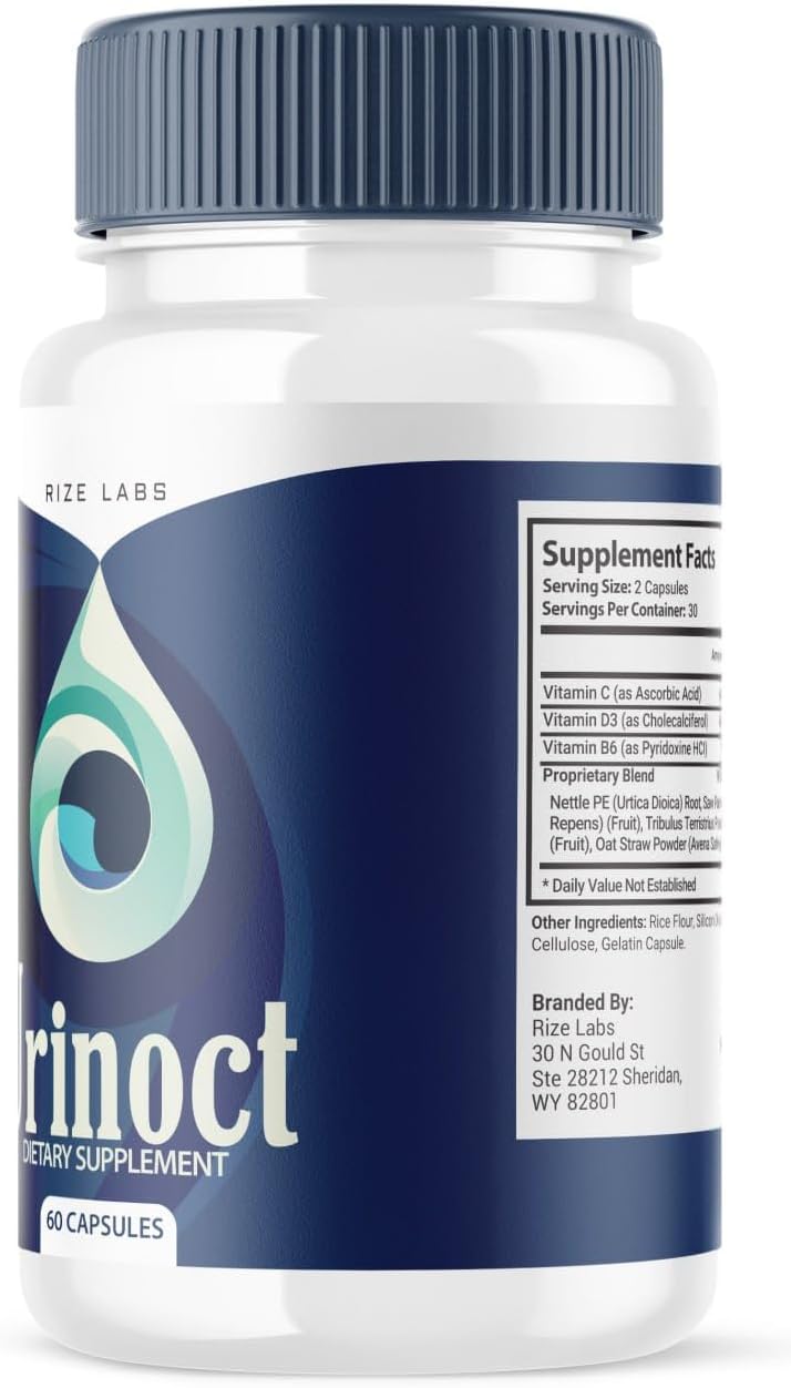 Organic Urinoct Prostate Supplement for Improved Bladder Health and Function - 60 Capsules