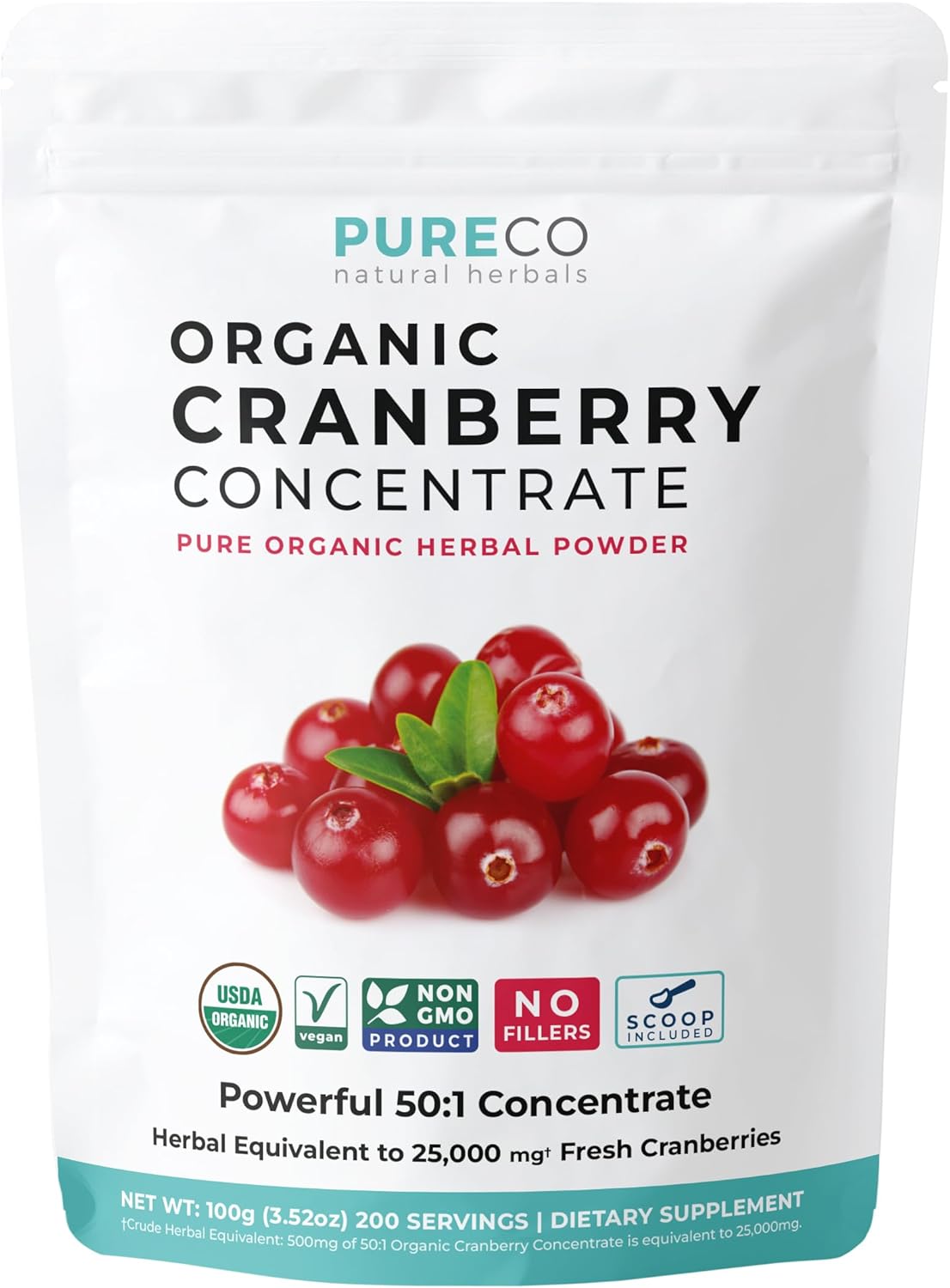 Organic USDA Certified Cranberry Powder - Supports Urinary Tract Health - Pure Concentrate Vegan Non-GMO (200 Servings)