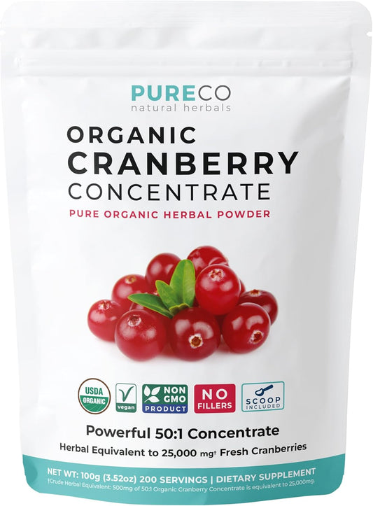 Organic USDA Certified Cranberry Powder - Supports Urinary Tract Health - Pure Concentrate Vegan Non-GMO (200 Servings)