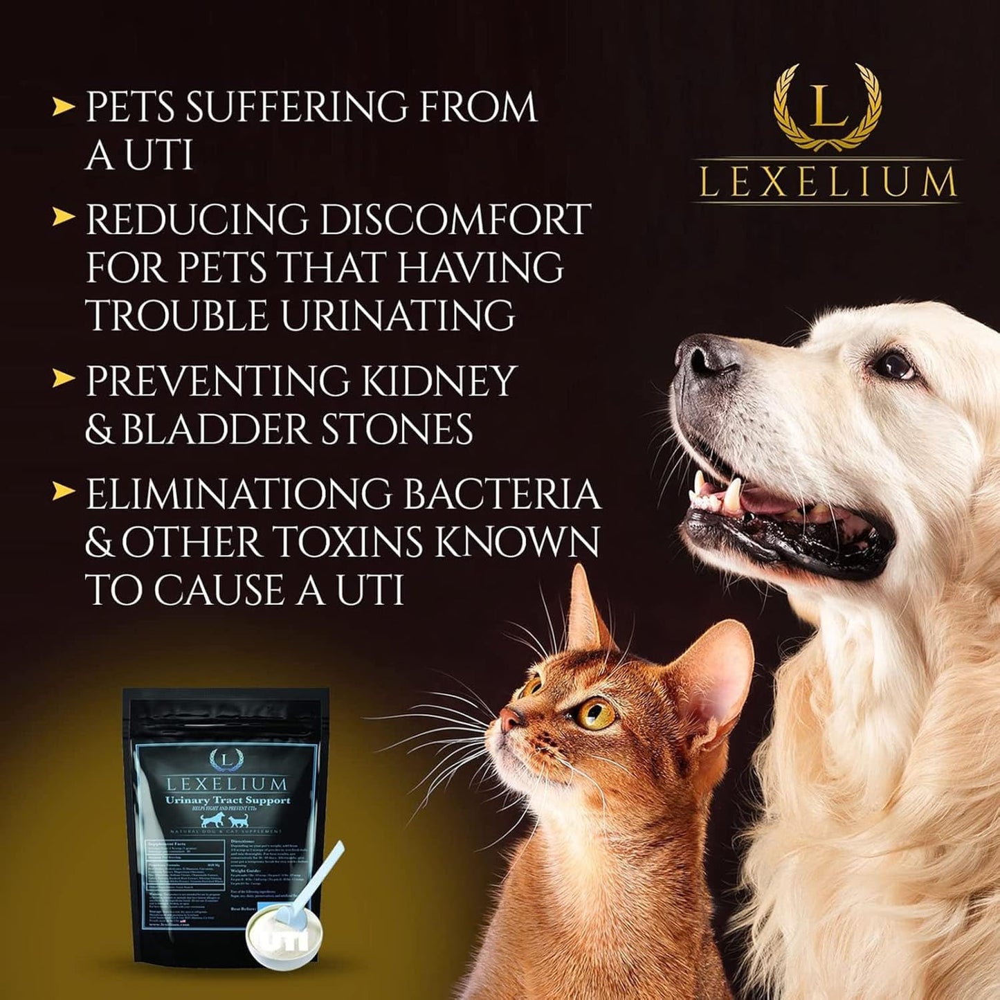 Organic UTI Support for Dogs & Cats with Cranberry, D Mannose & Curcumin - Promotes Kidney & Bladder Health - Prevents Stones - 200g