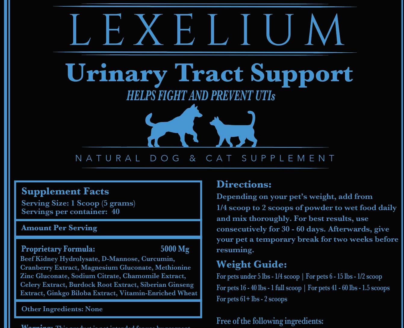 Organic UTI Support for Dogs & Cats with Cranberry, D Mannose & Curcumin - Promotes Kidney & Bladder Health - Prevents Stones - 200g