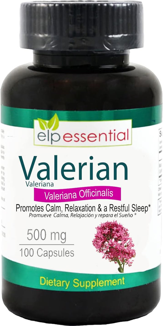 Organic Valerian Root Capsules 500mg - Natural Herb Extract Supplement (100 Pills)