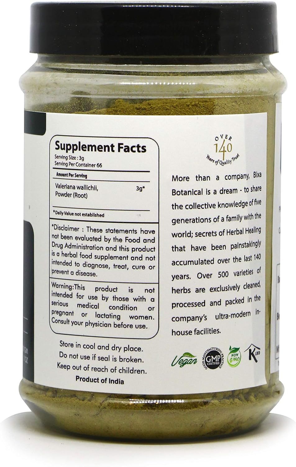 Organic Valerian Root Powder 200g - Gluten-Free, Non-GMO, Vegan Sleep Support