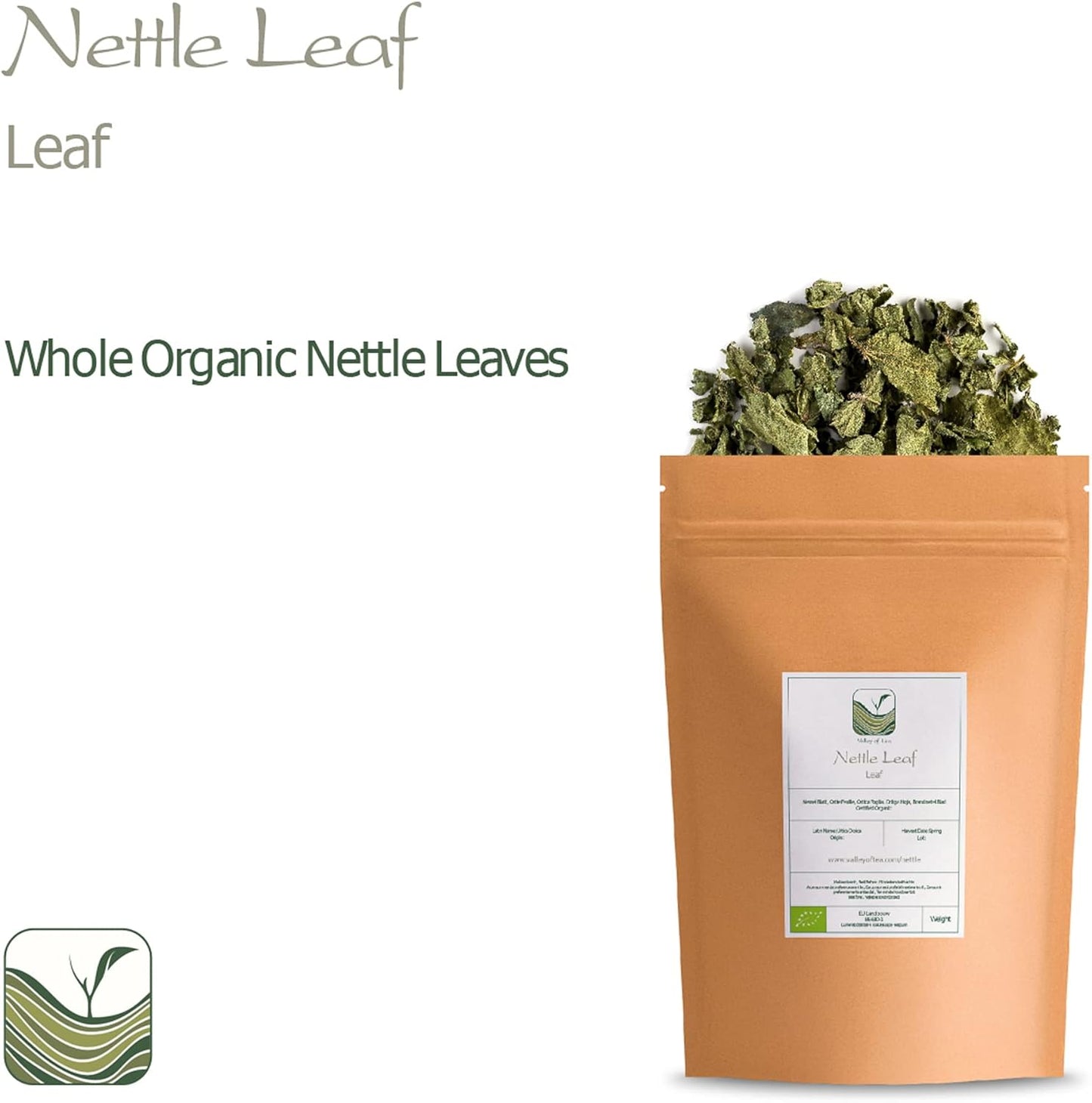 Organic Valley of Tea Nettle Leaf Herbal Tea - Urtica Dioica - Dried Stinging Nettles for Nettle Tea - Premium Organic Nettle Leaves