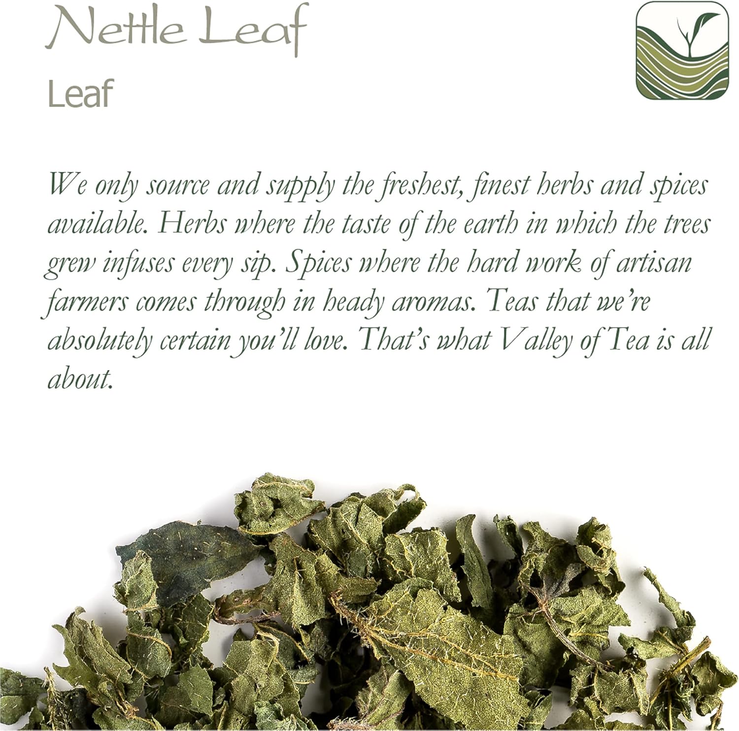 Organic Valley of Tea Nettle Leaf Herbal Tea - Urtica Dioica - Dried Stinging Nettles for Nettle Tea - Premium Organic Nettle Leaves