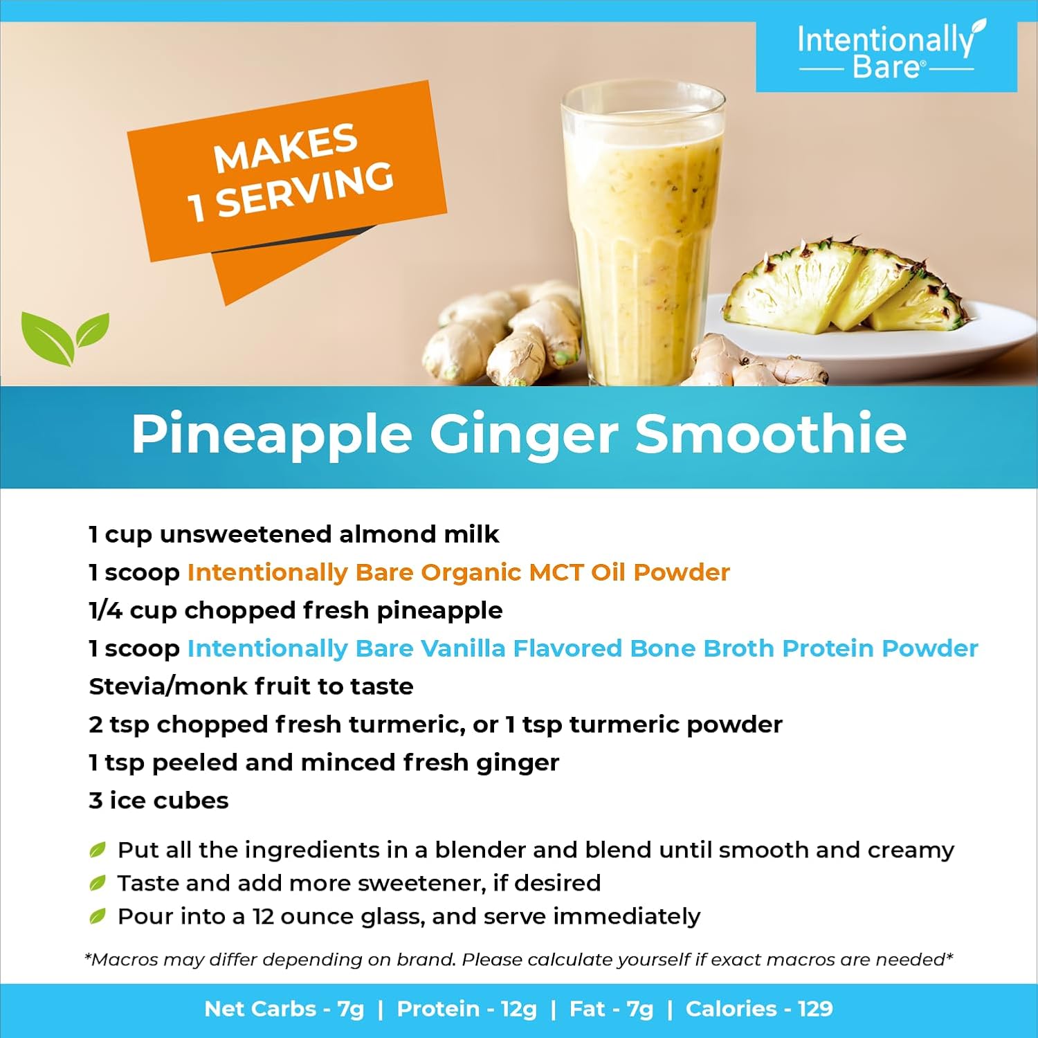 Organic Vanilla Bone Broth Protein Powder with Grass-Fed Collagen Types 1, 2 & 3 - Keto-Friendly Joint & Gut Support - 20 Servings