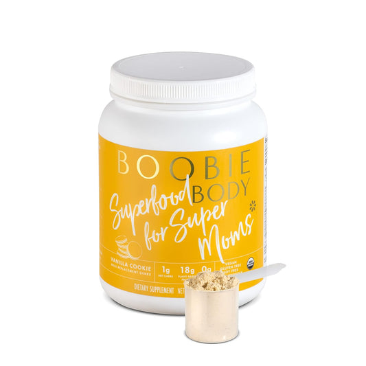 Organic Vanilla Cookie Flavored Boobie Body Superfood Protein Shake - Safe for Pregnancy & Lactation - 19g Protein - Vegan - Zero Sugar - 21 oz.