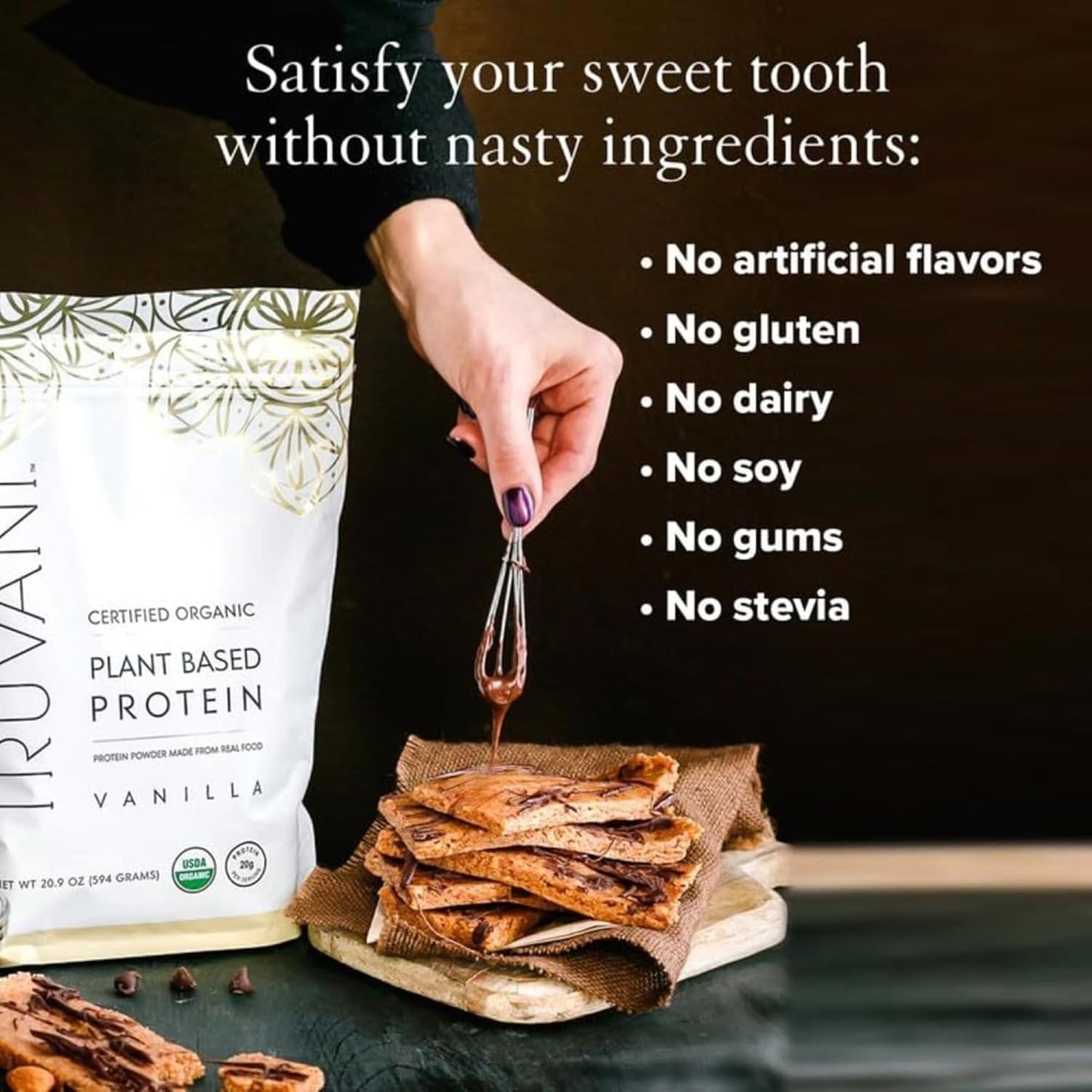 Organic Vanilla Pea Protein Powder - 20g Plant Based Protein per Serving - Keto-Friendly, Gluten & Dairy Free - 20 Servings