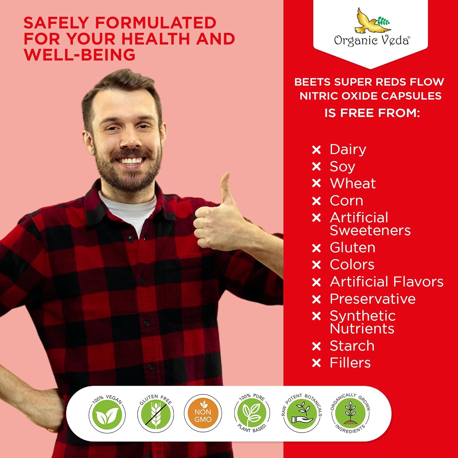 Organic Veda Beet Root Powder Juice Supplement for Circulation, Energy, and Stamina - Superfood Reds with Nitric Oxide - Vegan, Non-GMO - 11 oz