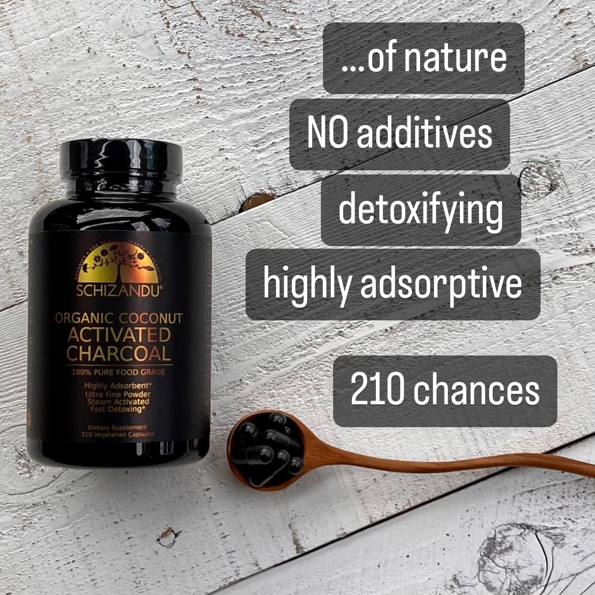 Organic Vegan Activated Coconut Charcoal Capsules 210 Count - Non-GMO, Additive-Free - Supports Health and Wellness