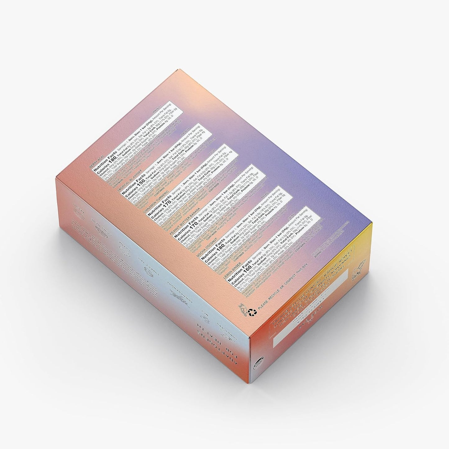 Organic Vegan Adaptogen Mushroom Nutrition Bars with Reishi, Lions Mane & Ashwagandha - Gluten Free Snacks for Focus, Energy & Immunity - Variety Flavor Pack, 12 Count