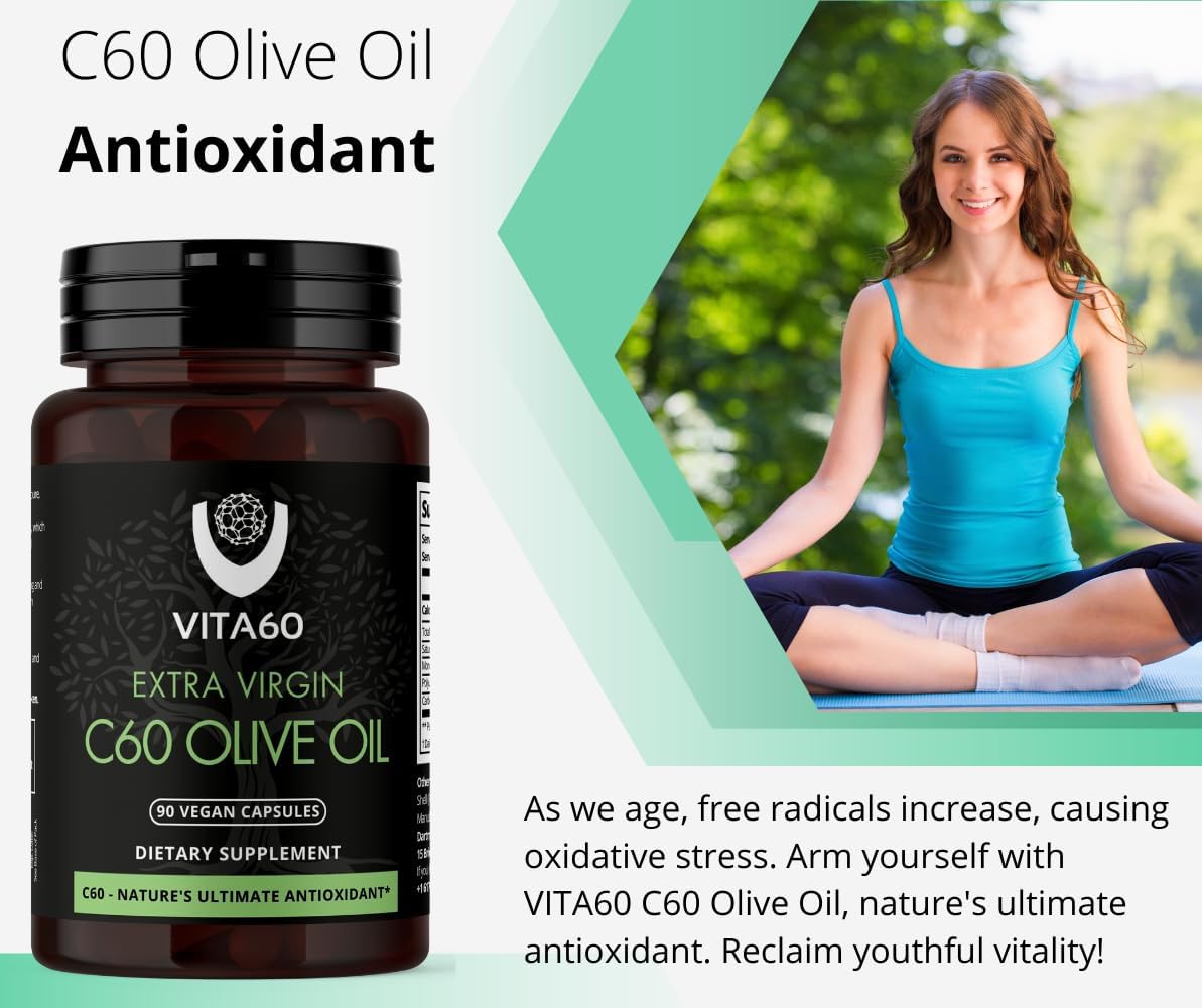 Organic Vegan C60 Oil Capsules for Age-Defying Vitality and Antioxidant Support
