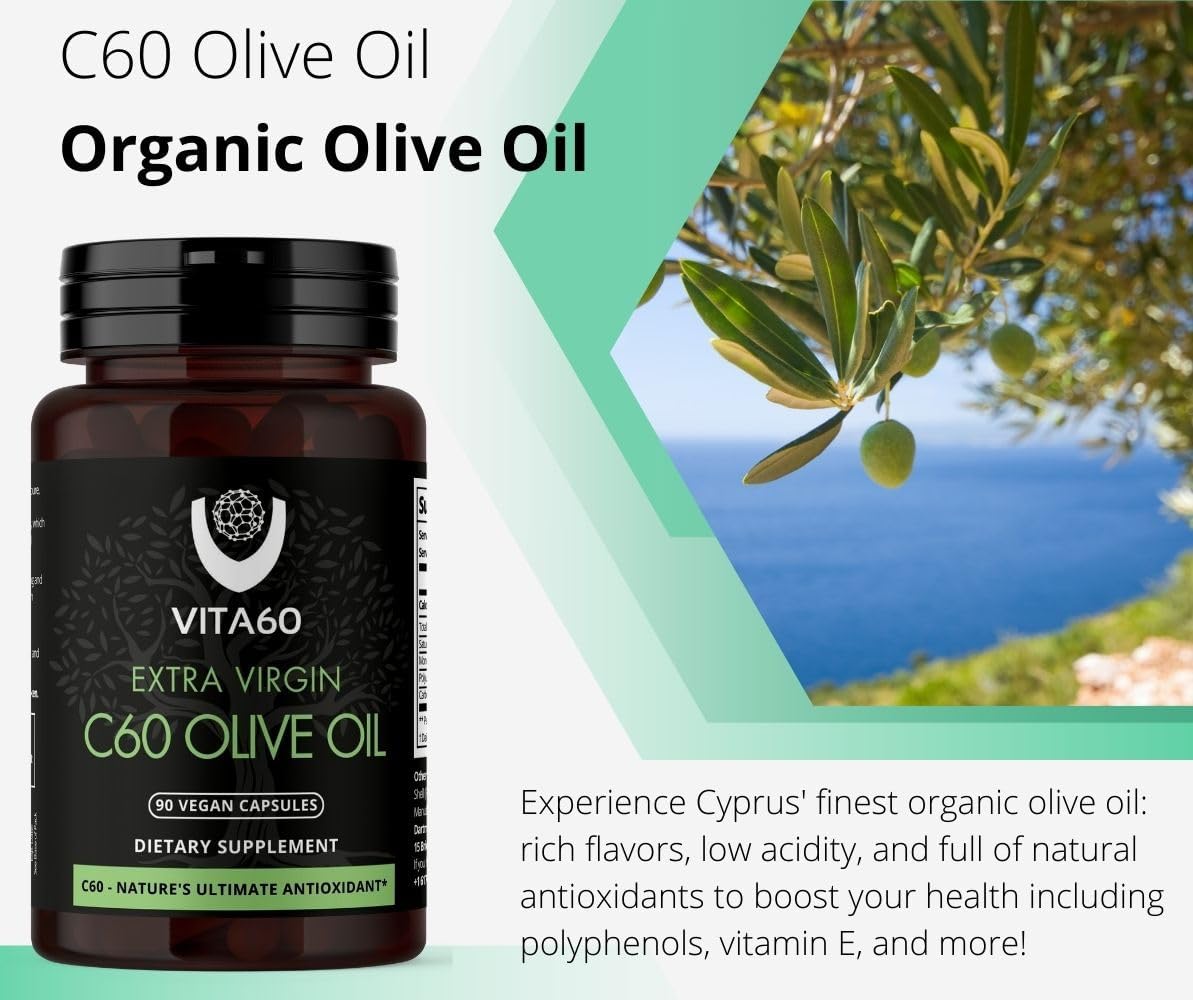 Organic Vegan C60 Oil Capsules for Age-Defying Vitality and Antioxidant Support