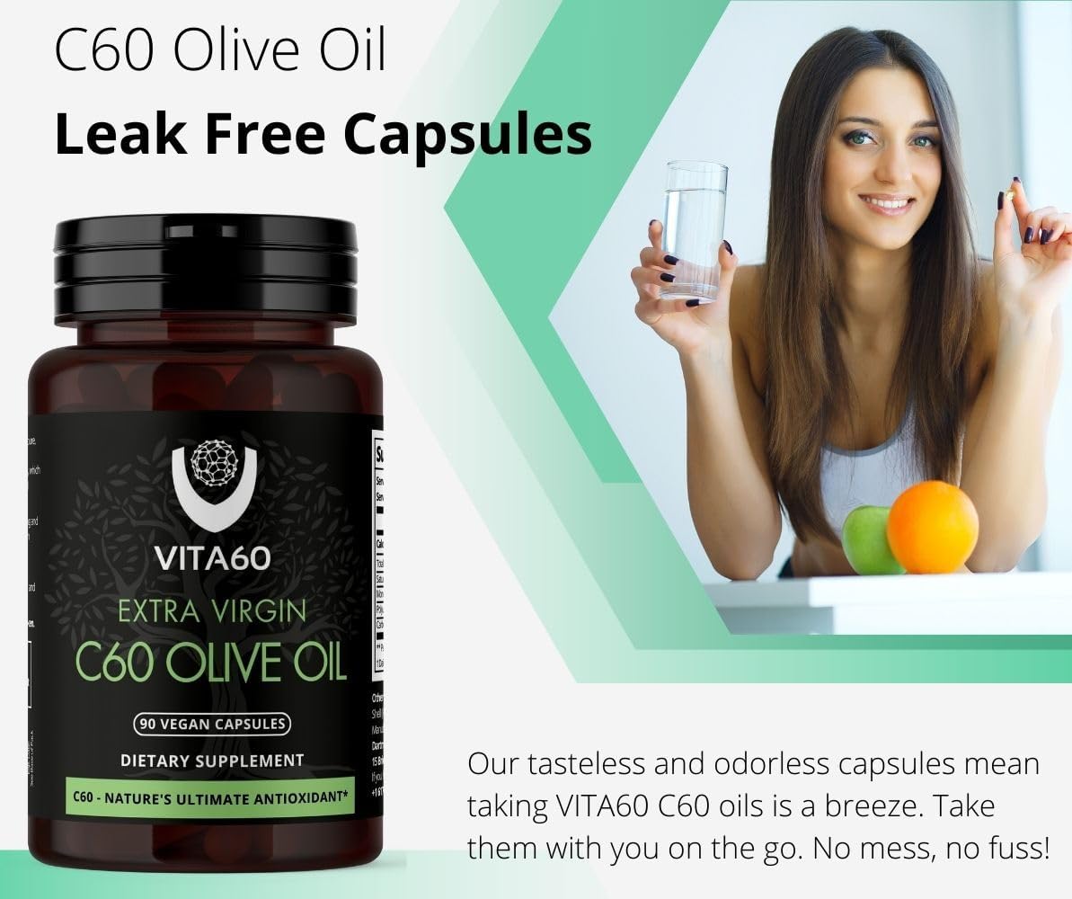 Organic Vegan C60 Oil Capsules for Age-Defying Vitality and Antioxidant Support