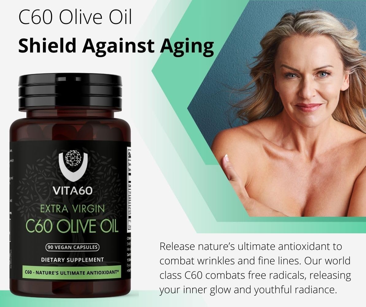 Organic Vegan C60 Oil Capsules for Age-Defying Vitality and Antioxidant Support