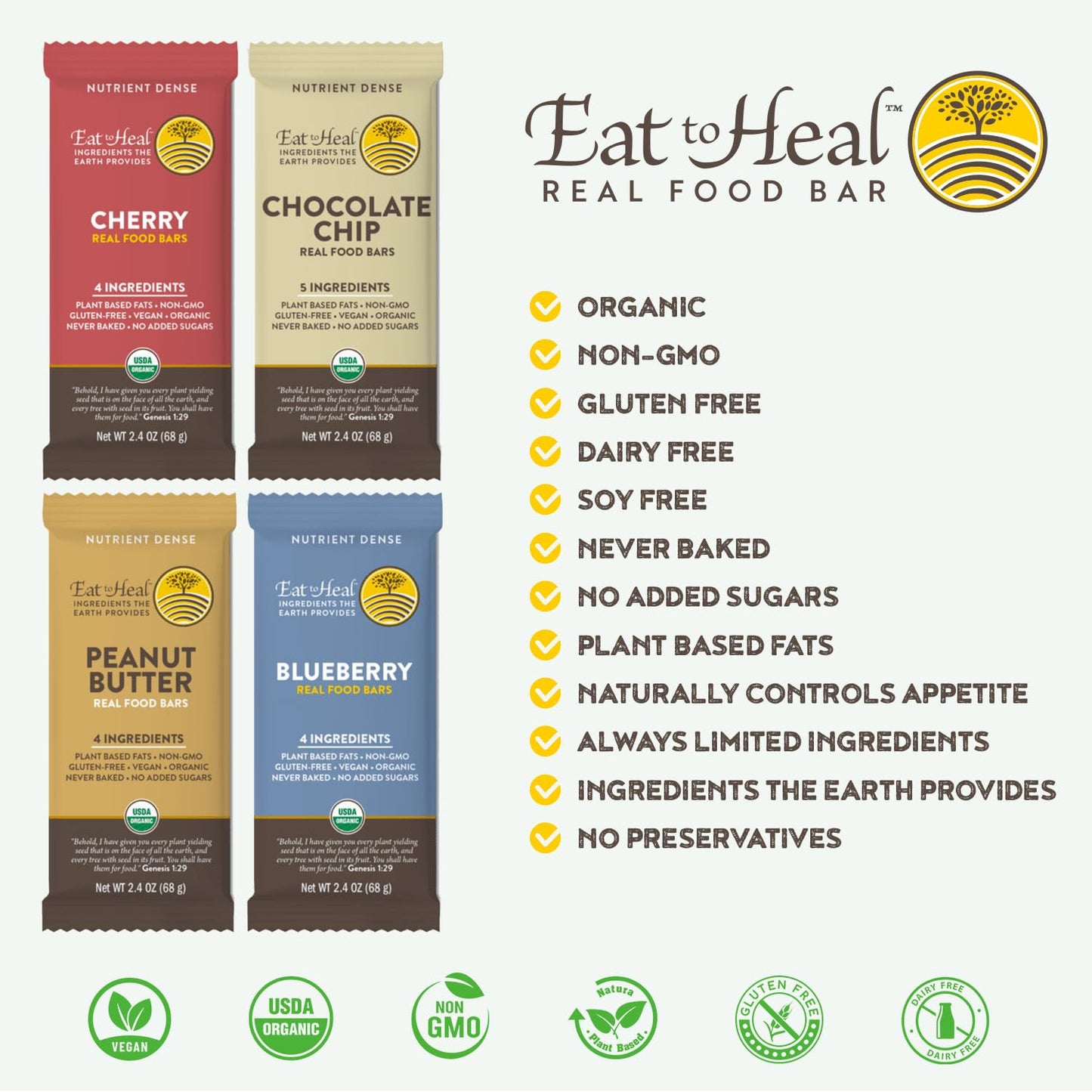 Organic Vegan Cherry Real Food Bar - Gluten Free Protein Bars, Low Sugar Meal Replacement - Non GMO Plant Based, Crafted for Enjoyment