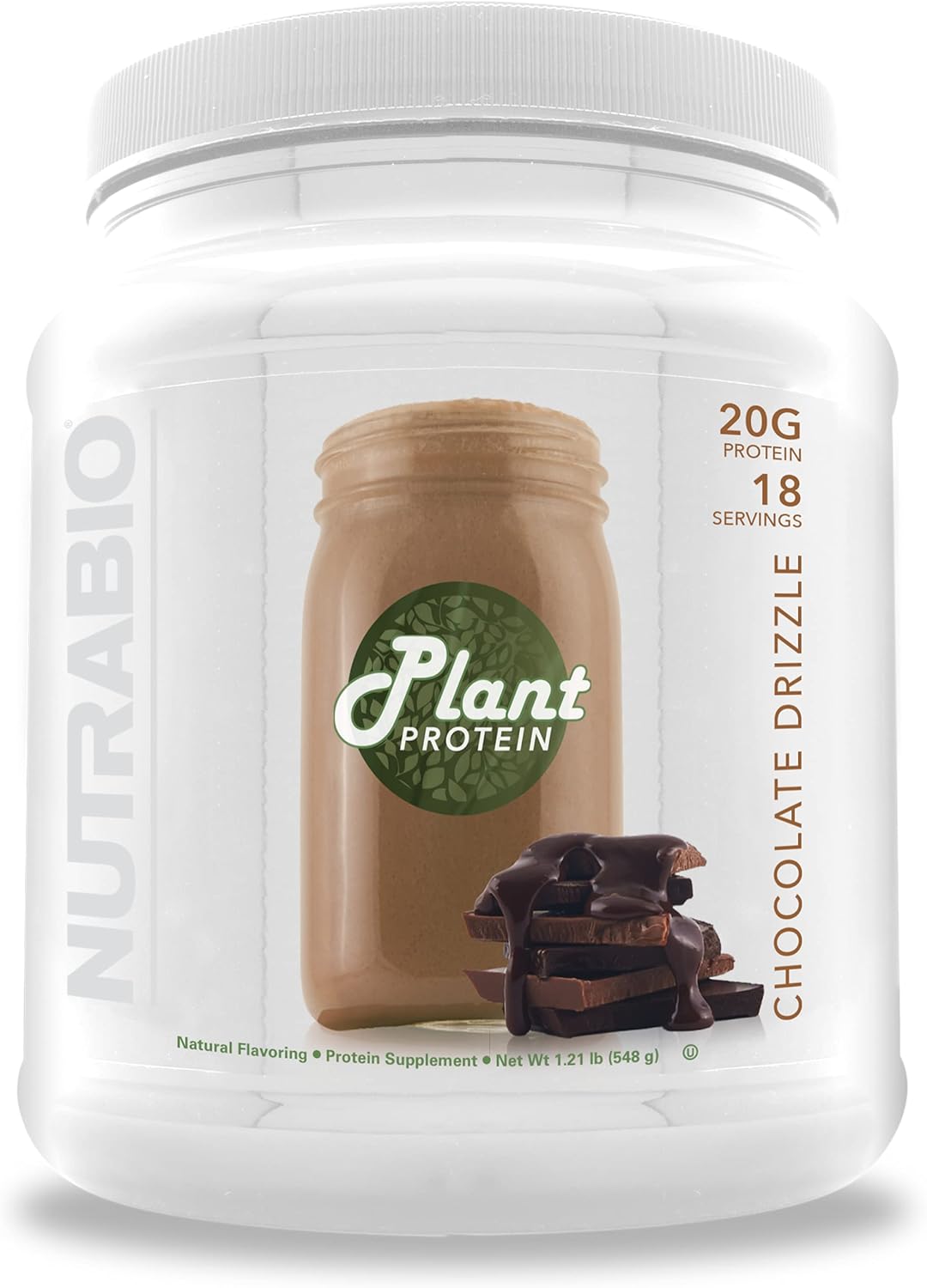 Organic Vegan Chocolate Drizzle Plant Protein Powder - 20G Protein per Scoop - Lactose & Dairy Free - 18 Servings