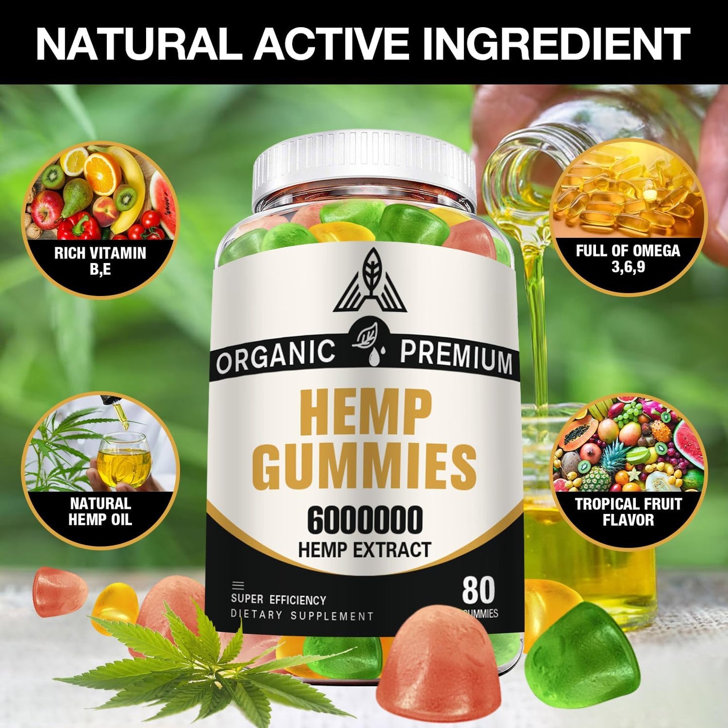 Organic Vegan DriRaych Gummies with Omega 3 6 9 and Vitamins - 1122039