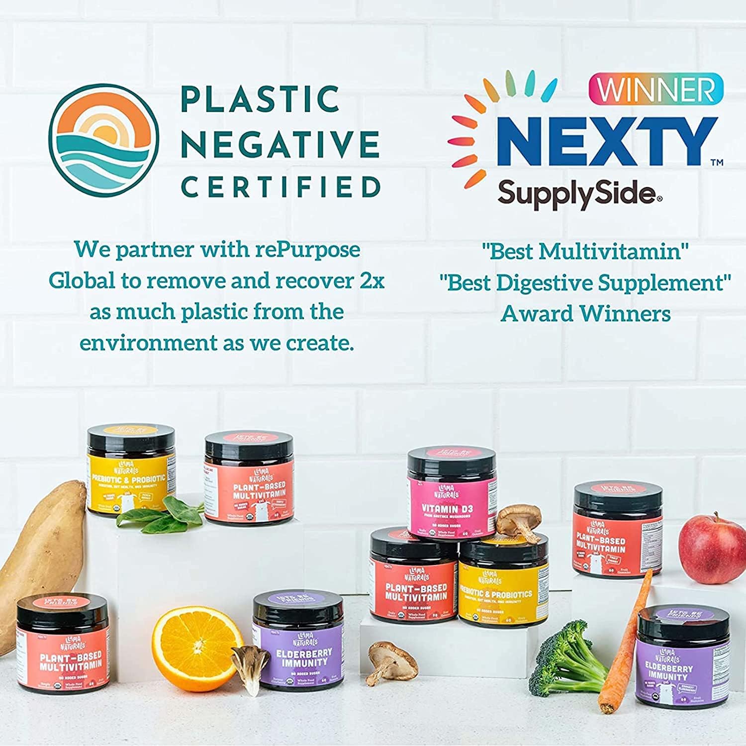 Organic Vegan Elderberry Gummies for Kids with Zinc & Vitamin C - 120 Count - Immune Support for Toddlers - No Added Sugar - Llama Naturals