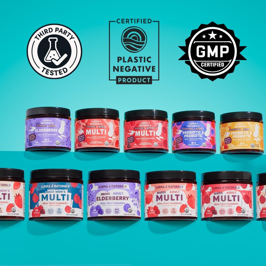 Organic Vegan Kids Gummies with Prebiotics & Probiotics for Digestion | No Added Sugar | Peach Mango Flavor | 60 ct, 30-60 Day Supply