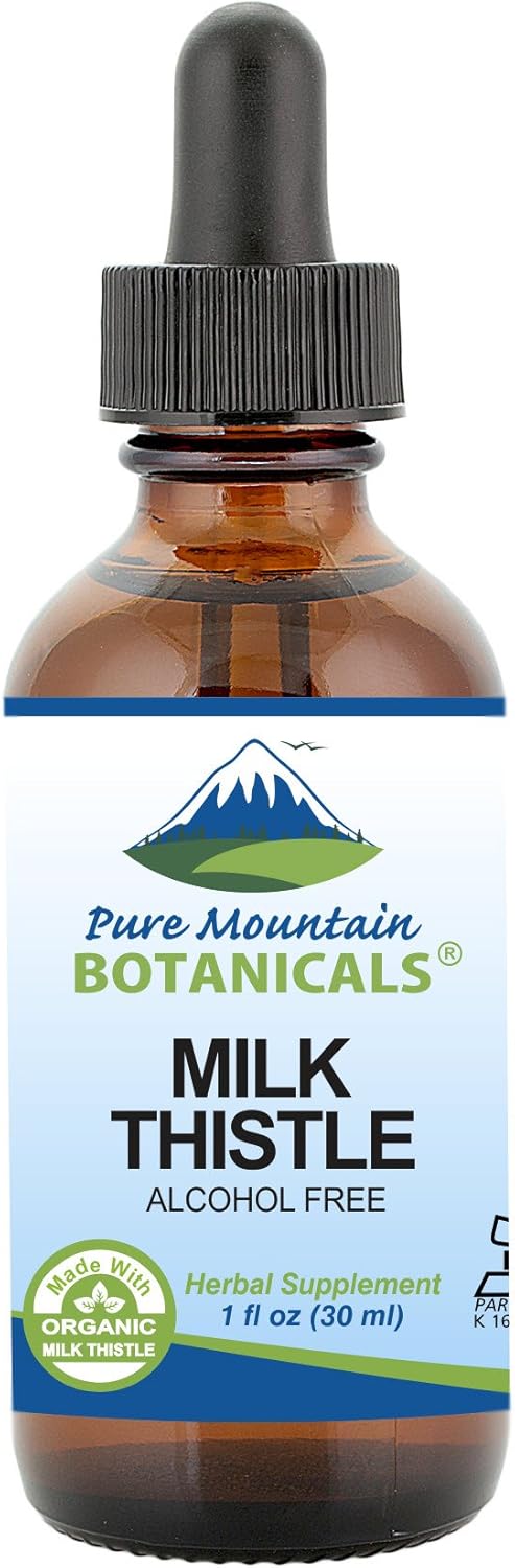 Organic Vegan Milk Thistle Extract Tincture - 333mg Liquid Formula - Kosher Certified - 1 Fl Oz Bottle