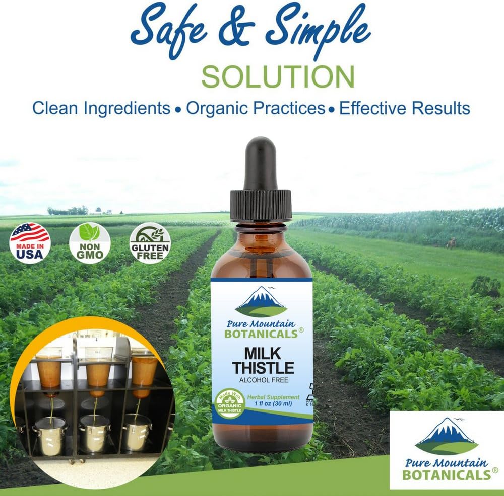 Organic Vegan Milk Thistle Extract Tincture - 333mg Liquid Formula - Kosher Certified - 1 Fl Oz Bottle