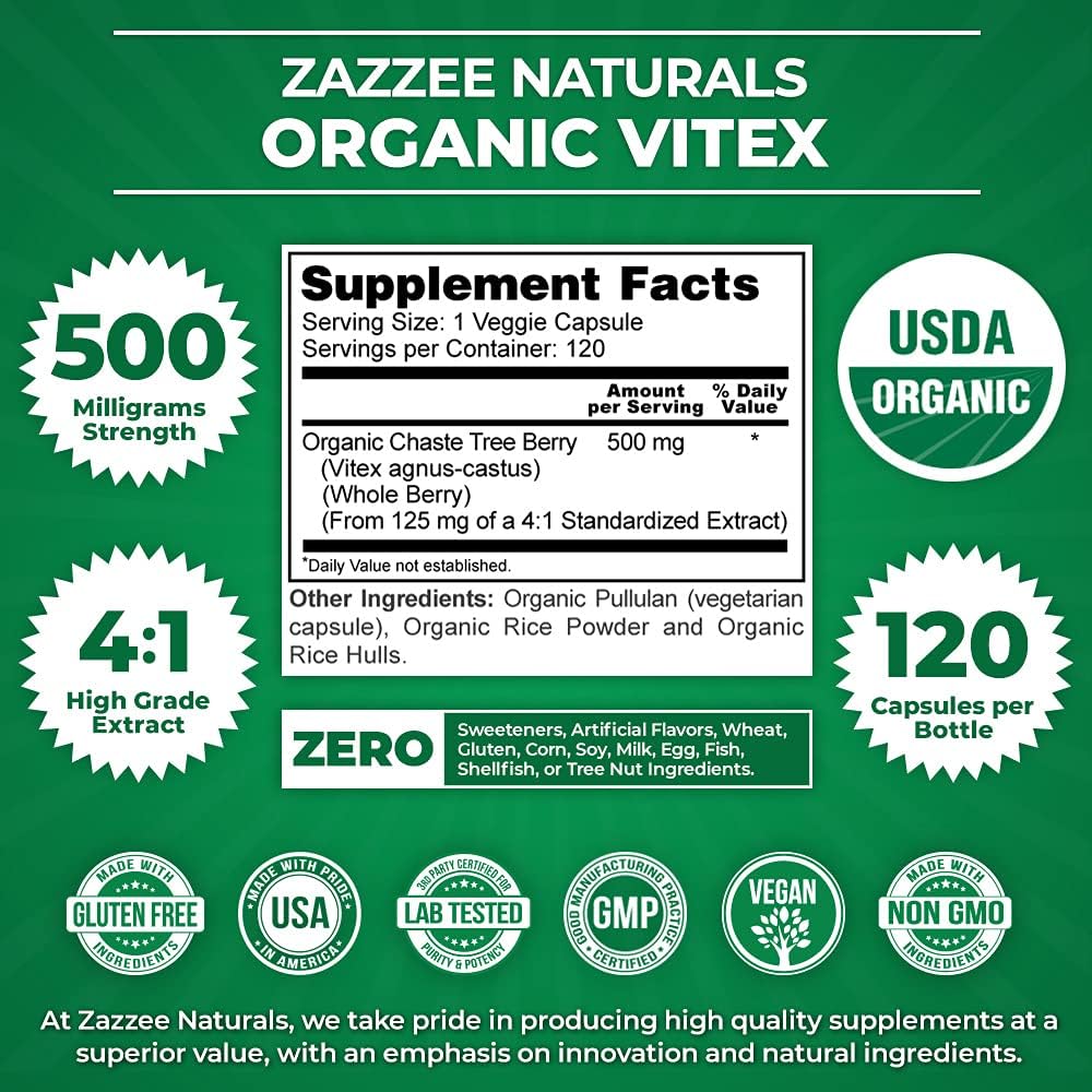 Organic Vegan Myo-Inositol and Vitex Capsules - Non-GMO and All-Natural Formula