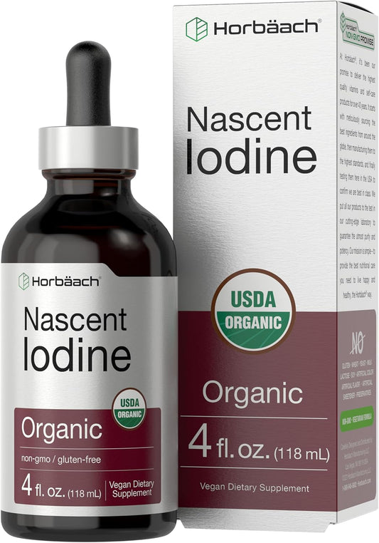 Organic Vegan Nascent Iodine Supplement - 325mcg Liquid 4oz | Non-GMO & Gluten Free