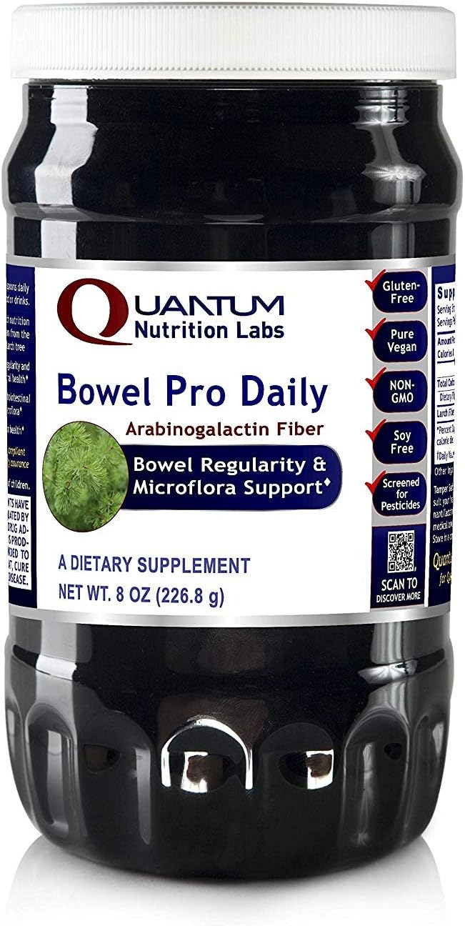 Organic Vegan Prebiotic Fiber Powder for Digestive Health - Quantum Nutrition QNL Bowel Pro Daily - 8 oz Delicious Gut Health Supplement