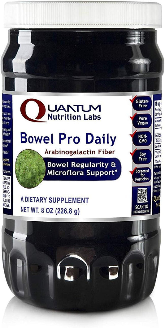 Organic Vegan Prebiotic Fiber Powder for Digestive Health - Quantum Nutrition QNL Bowel Pro Daily - 8 oz Delicious Gut Health Supplement