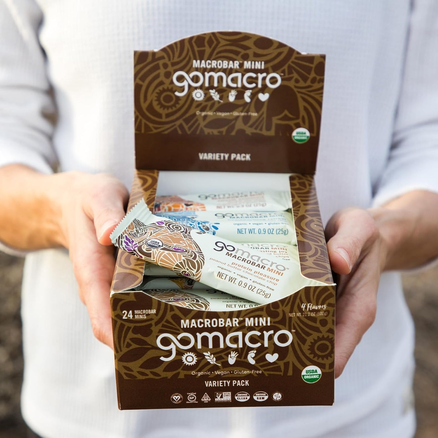 Organic Vegan Protein Bars Variety Pack - GoMacro MacroBar Mini (0.9 oz, 24 Count)