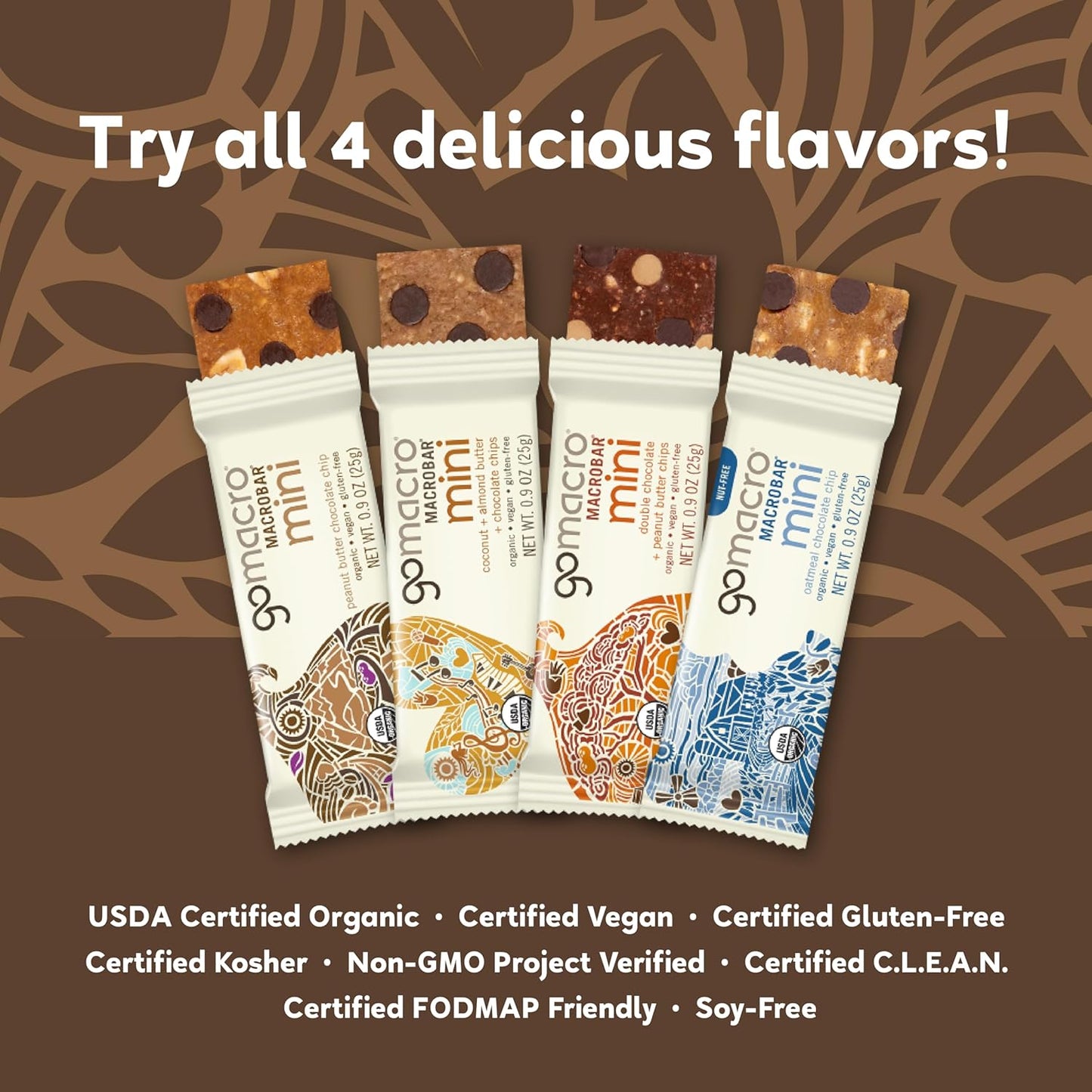 Organic Vegan Protein Bars Variety Pack - GoMacro MacroBar Mini (0.9 oz, 24 Count)