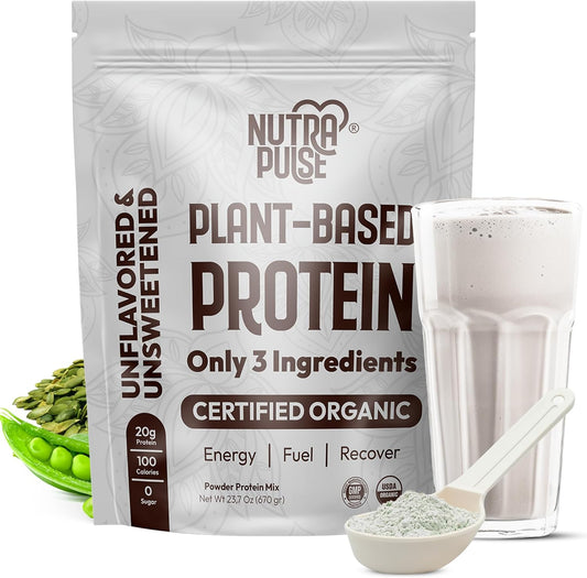 Organic Vegan Protein Powder - Plant-Based, Gluten-Free, 20g Protein Per Serving, Ideal for Smoothies & Shakes - 1 Pack, 20 Servings