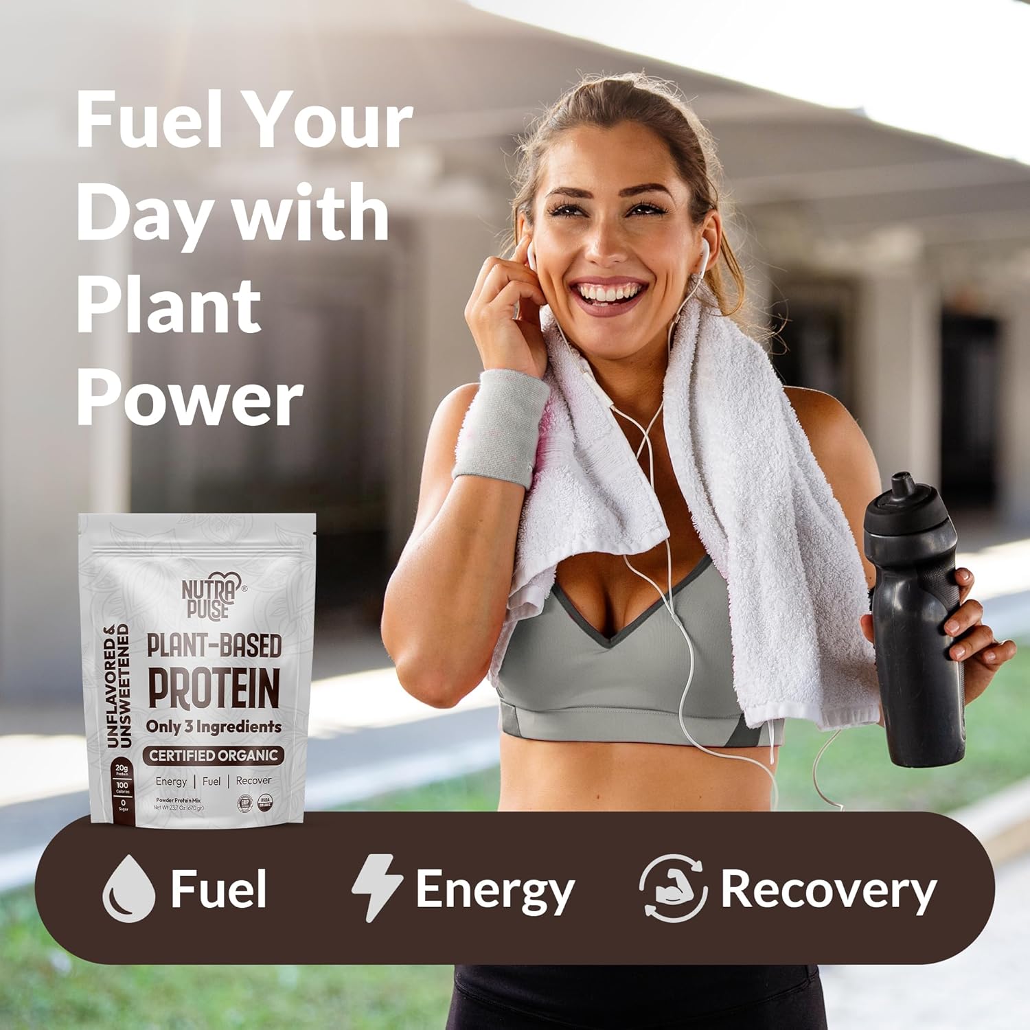 Organic Vegan Protein Powder - Plant-Based, Gluten-Free, 20g Protein Per Serving, Ideal for Smoothies & Shakes - 1 Pack, 20 Servings