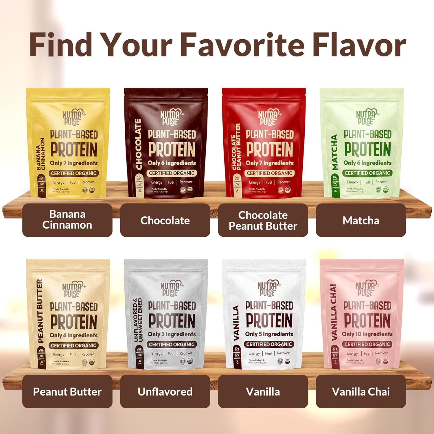 Organic Vegan Protein Powder - Plant-Based, Gluten-Free, 20g Protein Per Serving, Ideal for Smoothies & Shakes - 1 Pack, 20 Servings