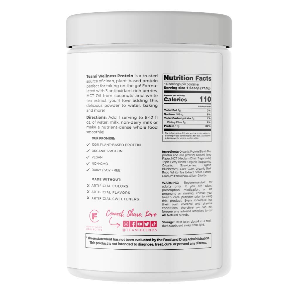 Organic Vegan Protein Powder - Smooth Plant Based Pea Protein with Low Net Carbs, Non-GMO, Dairy & Soy Free - Triple Berry Flavor (14 Servings, 13.6 oz)