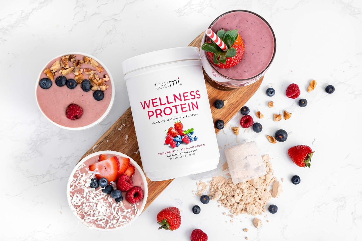 Organic Vegan Protein Powder - Smooth Plant Based Pea Protein with Low Net Carbs, Non-GMO, Dairy & Soy Free - Triple Berry Flavor (14 Servings, 13.6 oz)