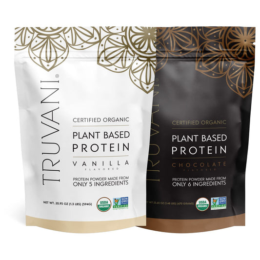 Organic Vegan Protein Powder Bundle - USDA Certified, Non-GMO, Dairy/Soy/Gluten Free - 40 Servings (Chocolate & Vanilla)
