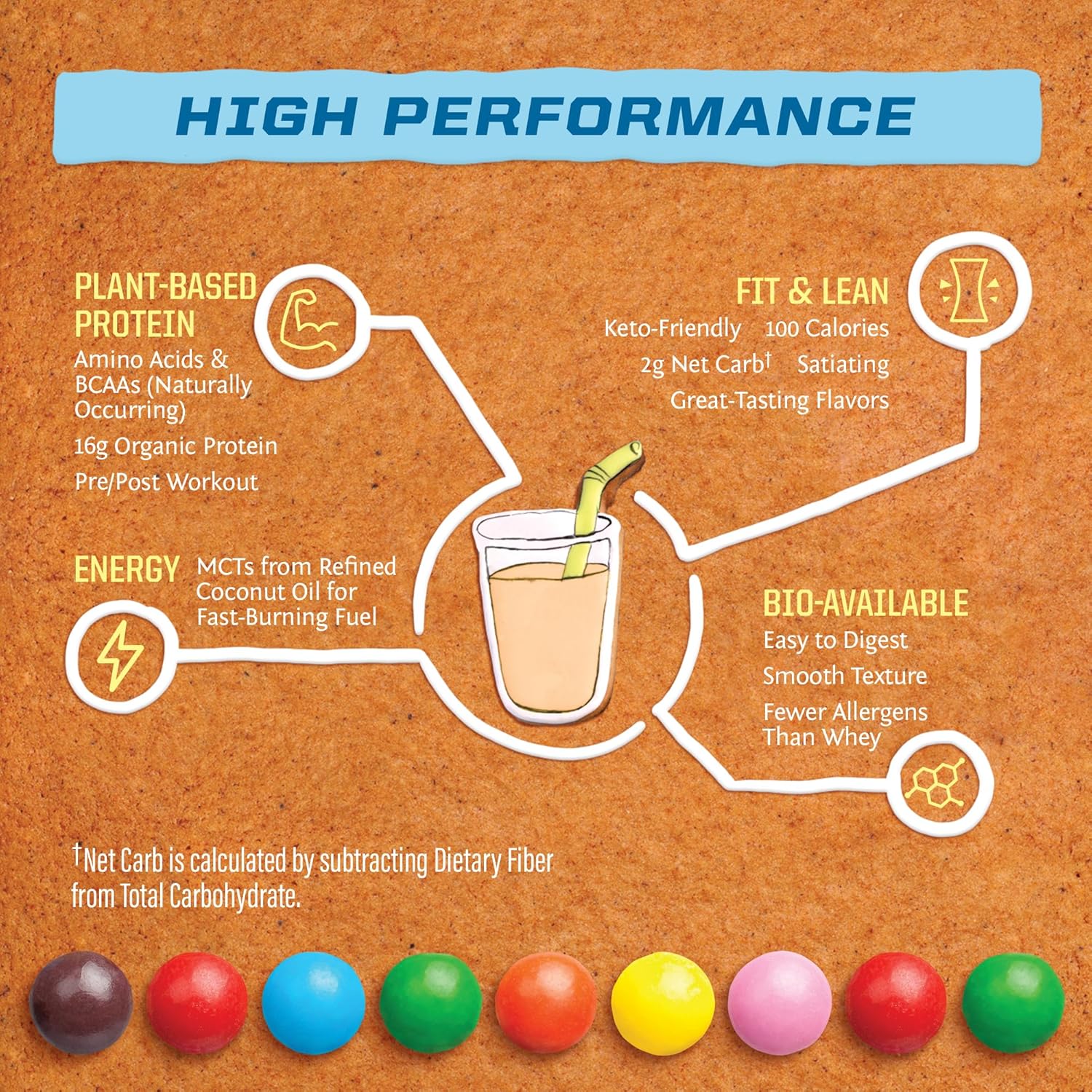 Organic Vegan Protein Powder with BCAA Amino Acids - Gingerbread Flavored, Non-GMO, Plant-Based, Dairy & Gluten-Free - 15 Servings