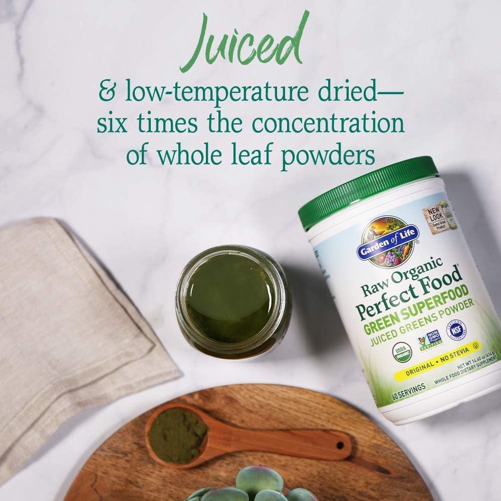 Organic Vegan Protein Powder with Probiotics & Digestive Enzymes - Vanilla Smoothie Mix for Digestive Health, Garden of Life Super Greens Powder Meal Replacement