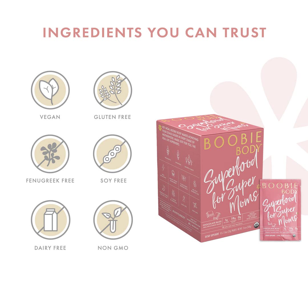 Organic Vegan Protein Shake for Nursing Moms, Pregnancy, and Lactation Support - Dairy-Free, Gluten-Free Vanilla Cookie Flavor - 10 Pack Single Servings