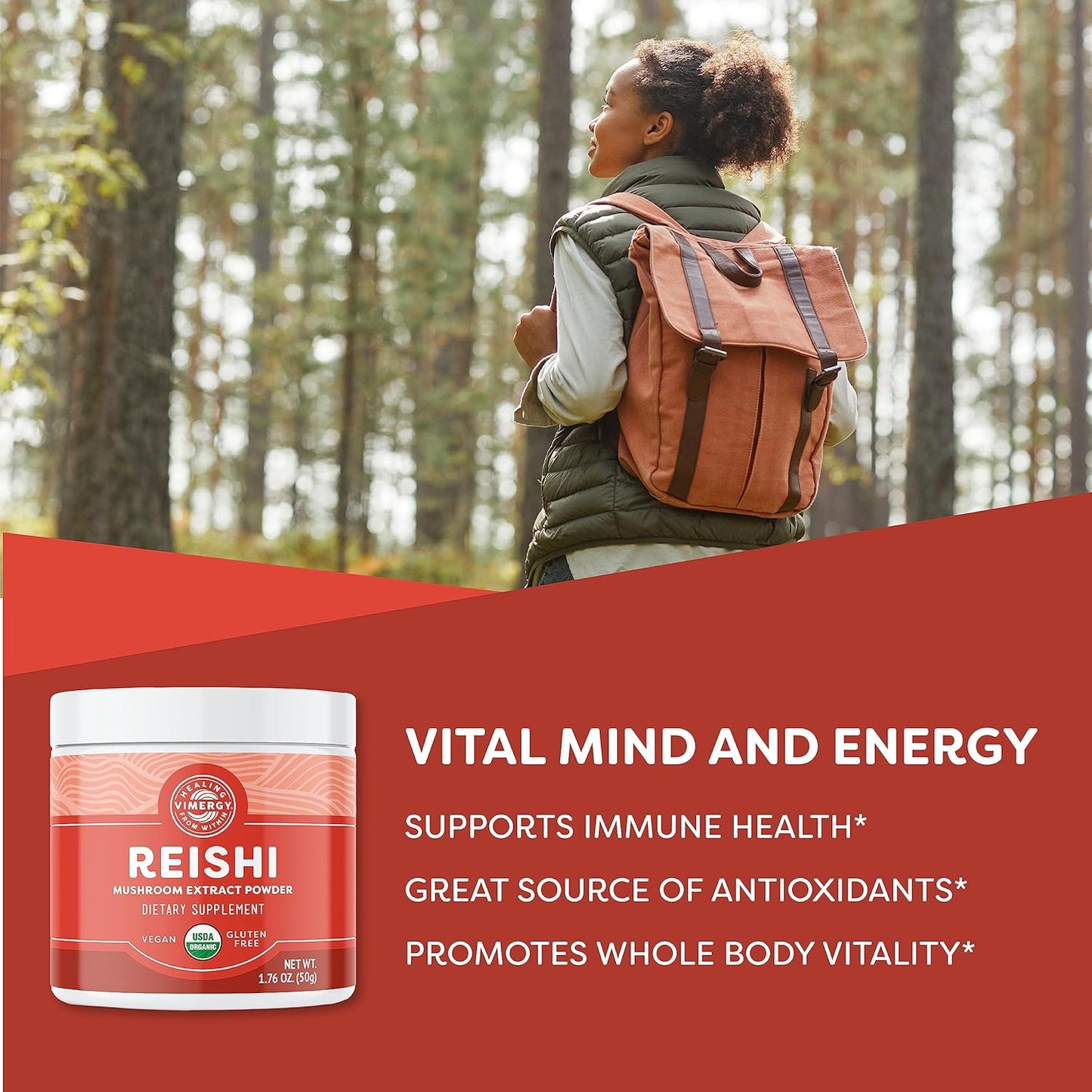 Organic Vegan Reishi Powder for Immune Health Support - USDA Certified, Paleo-Friendly, Gluten-Free - 33 Servings