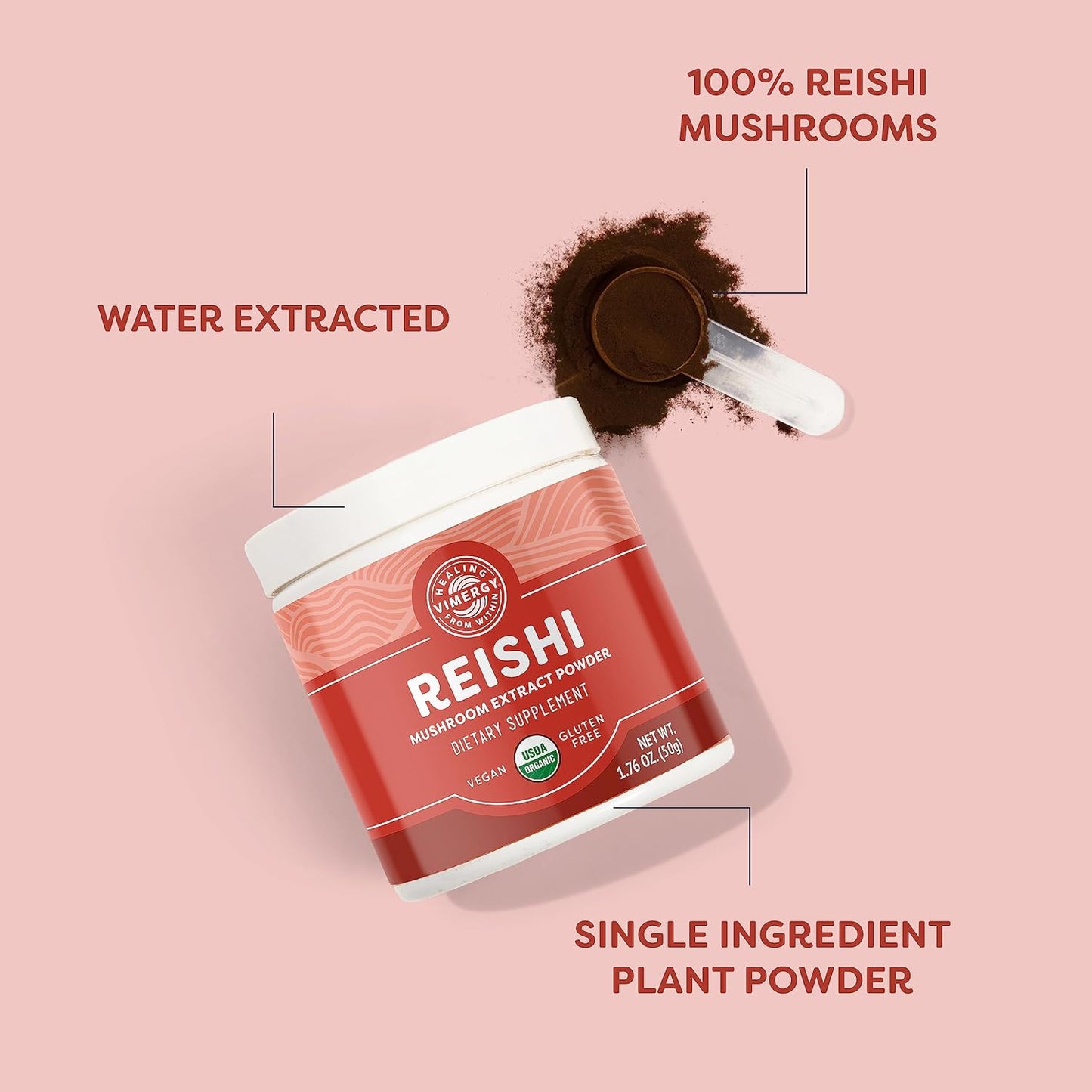 Organic Vegan Reishi Powder for Immune Health Support - USDA Certified, Paleo-Friendly, Gluten-Free - 33 Servings