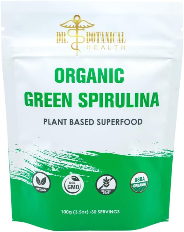 Organic Vegan Spirulina Powder for Smoothies - Blue-Green Algae Superfood with No Fishy Smell - Plant Based and Gluten Free - Natural Food Coloring for Protein Drinks - USDA Certified